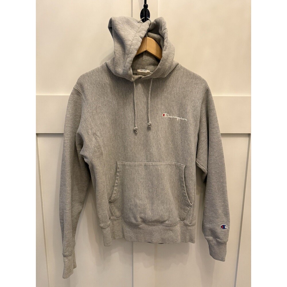 Men’s Gray Champion Reverse Weave Thick Hoodie Sweatshirt Grey Size Small